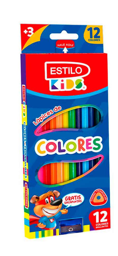 COLORES LARGO ESTILO + SACAPUNTA PQX12 BX144